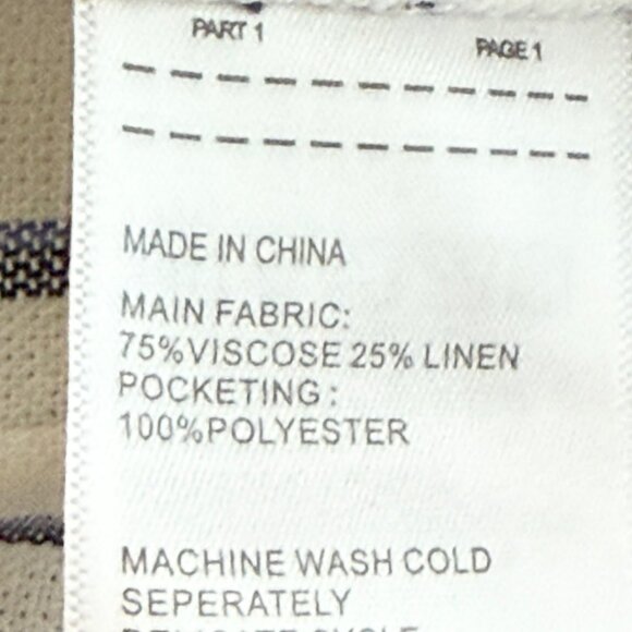 NWT Ellen Tracy Women's Linen Blend Pull-on Straight White Blue Stripe Pants XL - Picture 7 of 11